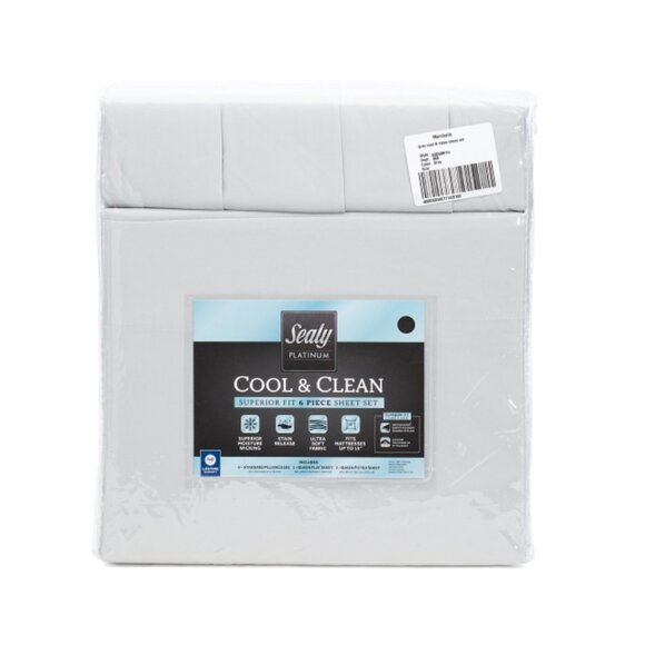 SEALY Grey Cool And Clean Sheet Set - Picture 1 of 1